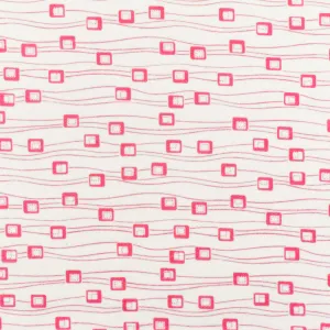 White-Pink Abstract Printed Stretch Cotton Jersey Knit Fabric