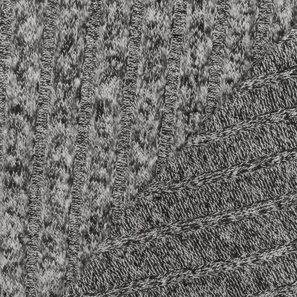 Winter Black-White Texture Stretch Rayon Brushed 7x4 Rib Knit Fabric