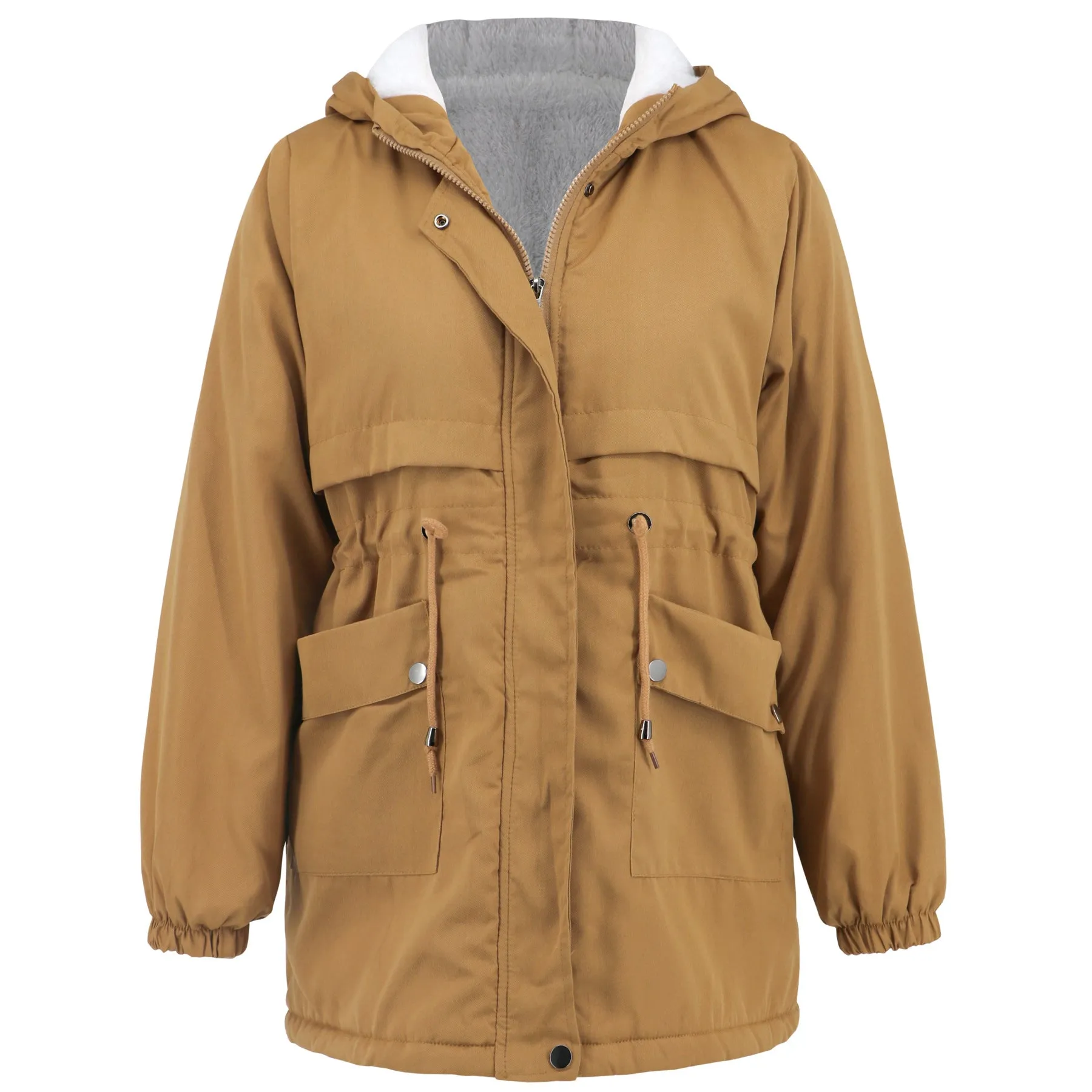 Winter Hooded Zipper Pocket Jackets & Coats Wholesale Womens Clothing N3824091200179