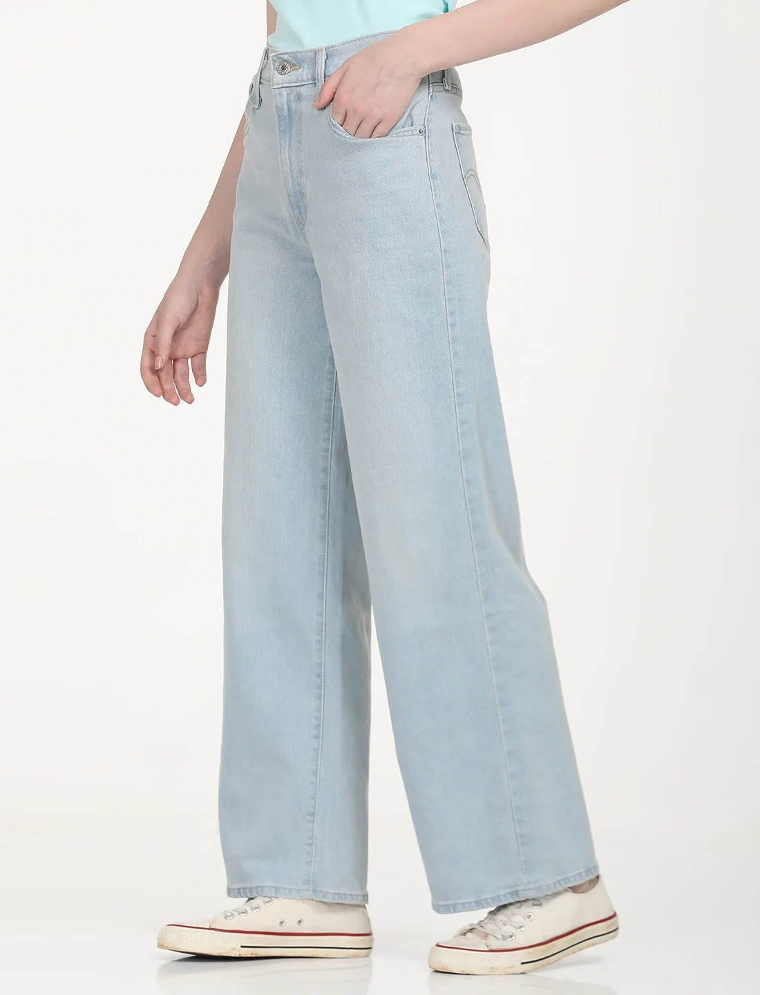 Women's High Rise Wide Leg Light Blue Jeans