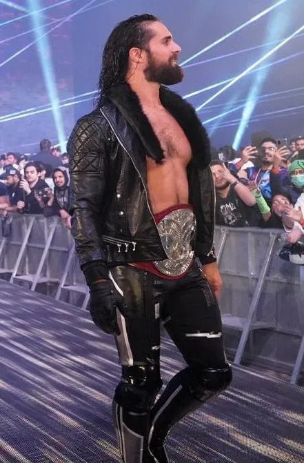 WWE Faux Shearling Collar Stylish Black Leather Jacket Worn By Seth Rollins | Seth Rollins WWE Faux Shearling Collar Stylish Black Leather Jacket