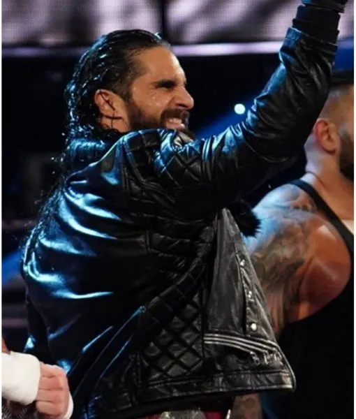 WWE Seth Rollins Shearl Coller Black Leather Jacket