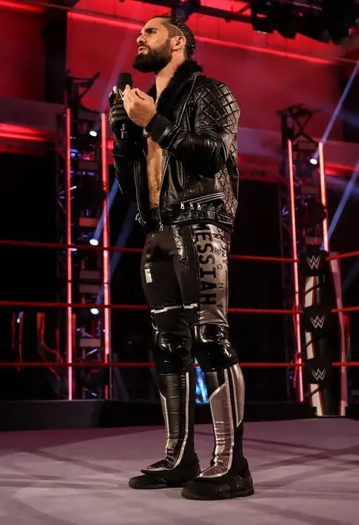 WWE Seth Rollins Shearl Coller Black Leather Jacket