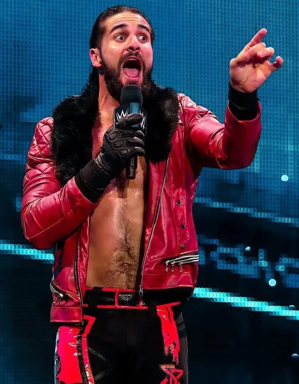 WWE Seth Rollins Shearl Coller Black Leather Jacket